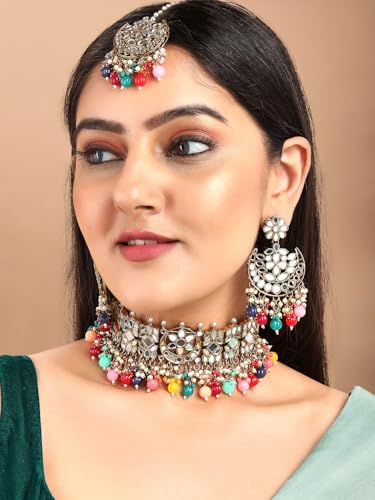 Image of Rubans Beads Necklace Set Gold Plated Traditional Jewellery Gift for Women & Girls