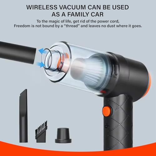 Image of Andrew James Car Vacuum Cleaner 2 in 1 Cordless Handheld Vacuum Cleaner | EVERSYS Portable Mini Vacuum Cleaner with Strong Suction & Blower | Wireless Powerful Car Cleaning Vacuum Cleaner