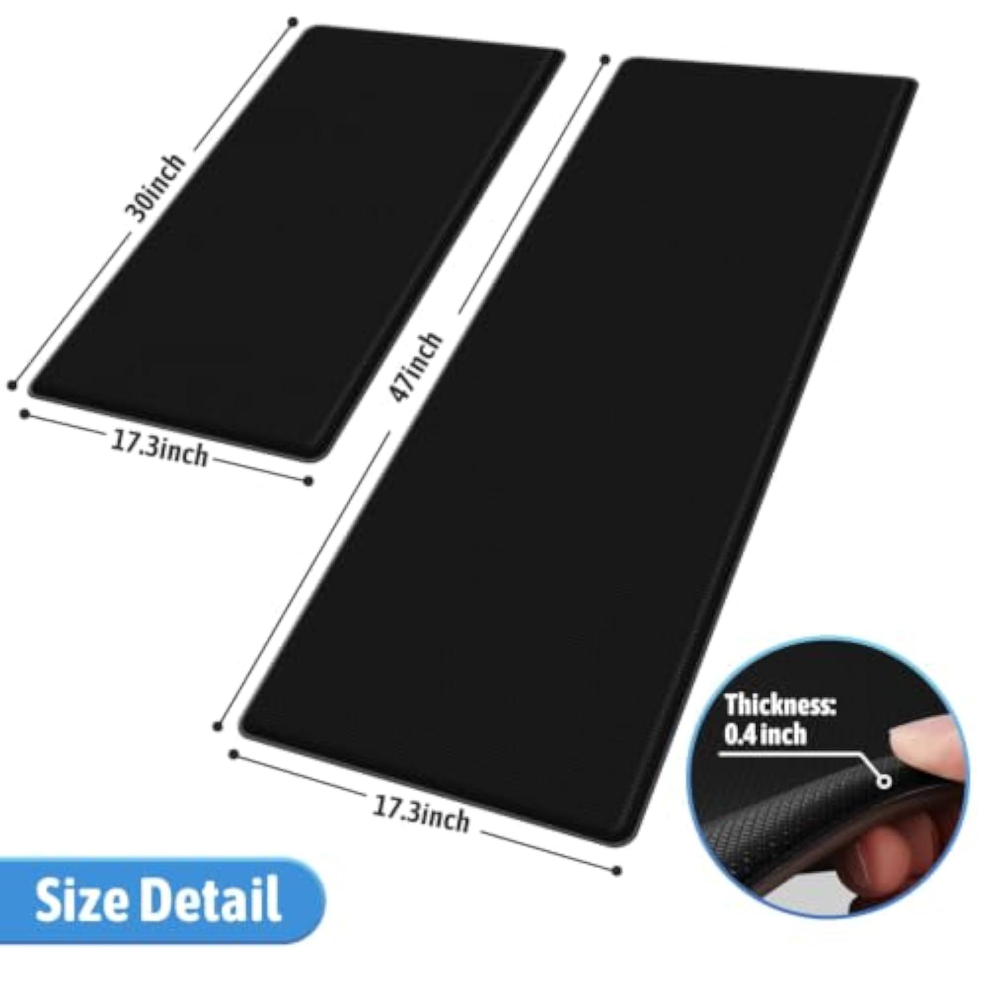Anti Fatigue Kitchen Mat Set of 2, Black