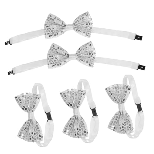 Didiseaon 5Pcs Shiny Sequin Bow Ties for Boys Adjustable for Performance Graduation and Formal Events Stylish Bow Tie Decoration