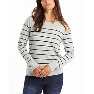 Nautica Women’s Year-Round Long Sleeve 100% Cotton Striped Crewneck Sweater