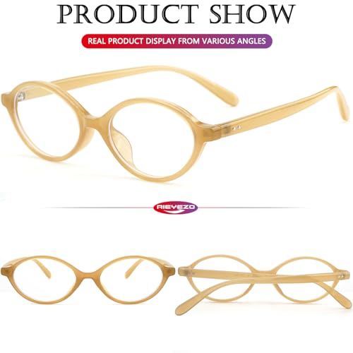 Image of AIEYEZO Small Oval Blue Light Glasses for Women Fashion Retro TR90 Oval Frames Computer Screen Glasses (Milk Brown)