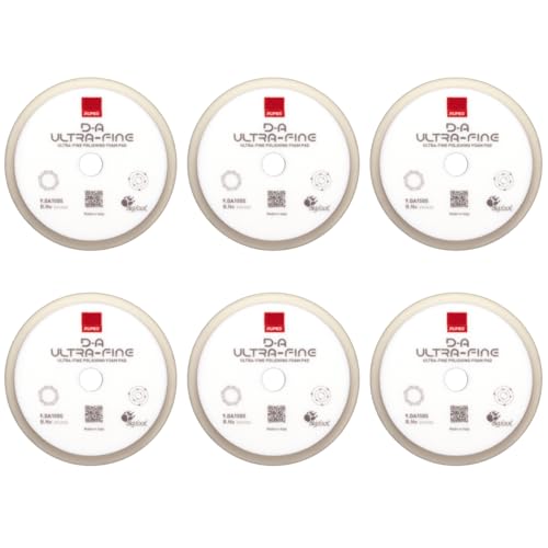 Image of RUPES 9.DA150S Pack of 6 White D-A Ultra-Fine Polishing Foam Pads 150mm | Compatible with 5 inch Backing Plate | Ideal for Paint Correction & Gloss Enhancement | Extremely Fine Defect Removal