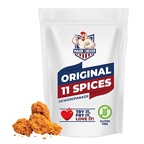 Major-Chicken 'ORIGINAL 11 SPICES' - Chicken Gewürzpanade / Hähnchen Marinade 220g - 11 unglaubliche Gewürze für den Original Fried Chicken Geschmack - Paniermischung für Chicken Wings, Hot Wings uvm