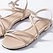 YANWENFANG Women Flat Sandals Strappy Cream Size 6.5 Dressy Summer Cute Walking Comfort Leather Beach Ladies Vacation Boho Fashion Slides