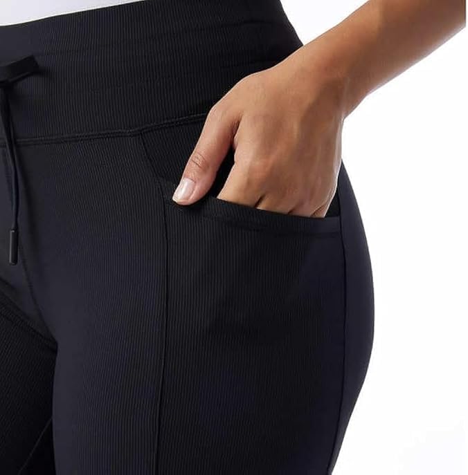 32 Degrees Wide Leg Pants Woman - Ribbed Semi-Flare Pant - Yoga Pants for Women (Black, S)