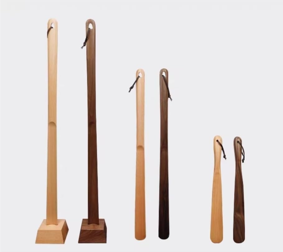 Calzascarpe Lungo in Legno, Calzascarpe Realizzato in Legno di Noce Nero Originale, Aiuto per Scarpe con Base Stabile, Original Wood, 75 cm