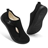 [Scurtain] シューズ レディース スリッポン ウォーキングスリッポン スニーカー ナース室内 トレーニング幅広ィース ブラック 25.0 cm
