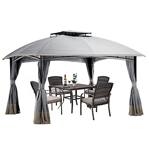 PAMAPIC 10 x12  Gazebo for Patios, Outdoor Gazebos Waterproof, Gazebo Canopy with Mosquito Net (Gray)…