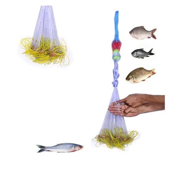 Gauri Enterprises Fishnet 5 Finger 100mm GILLNET MUD Sinker, Height 5F, UP Lenght 50F, Down Lenght 100F Fishing Net (Multicolor)-image-45