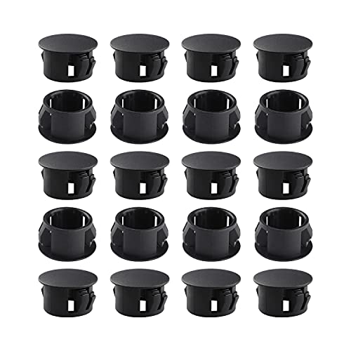 Image of Heyiarbeit 100pcs Hole Plugs 5 /9 inch / 14mm Nylon Plastic Round Snap in Type Locking Hole Tube Furniture Fencing Post Pipe Insert End Caps Black Tone