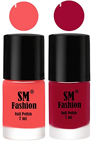 Image of Long Lasting Nail Polish | Nail Paint Combo 7 ml Each) - Set of 2 Light Pink-Pure Wine