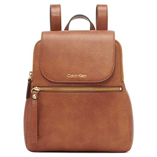 Calvin Klein Reyna Flap Backpack in Caramel