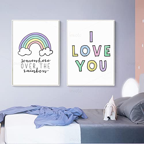 Affiche bébé arc-en-ciel pour décorer une chambre d'enfant douce