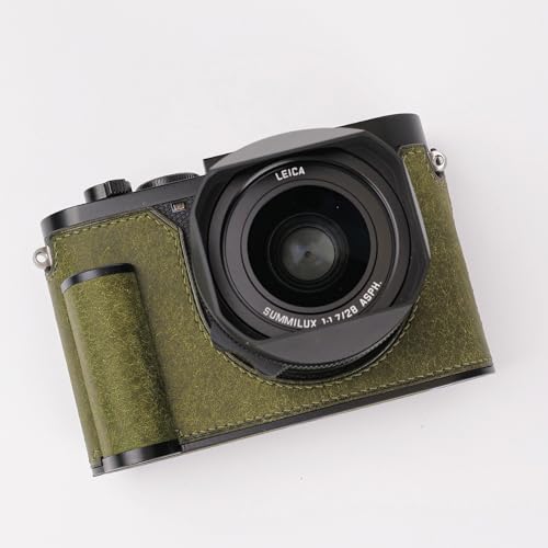対応 Leica ライカ Q3 専用 カメラケース カメラカバー カメラバッグ 本革 【Iborrys 純手作】銀付牛革本体+メタルベースプレート+ハンドルの3-in-1デザイン (レトログリーン)