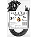Cable Ties, 36 Inches, 175 lbs Strength, UV Resistant, 10 Inch Diameter, Black Professional Grade HVAC Duct Ties