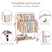 Laiensia Double Rods Garment Rack with Wheels, Clothing Rack for Hanging Clothes,4 Hooks, Multi-Functional Bedroom Clothes Rack, Pink