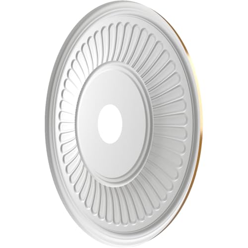 Image of Ekena Millwork CMP22BEDVG Berkshire Thermoformed PVC Ceiling Medallion (Fits Canopies up to 10 1 /8 inch), 22 inchOD x 3 1 /2 inchID x 1 inchP, Universal Aged Metallic Vintage Gold