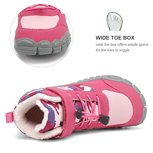 Dannto Kids Winter Snow Boots Boys Girls Wide Toe Box Warm Barefoot Hiking Shoes Fur Lined Outdoor Ankle Walking Boots2