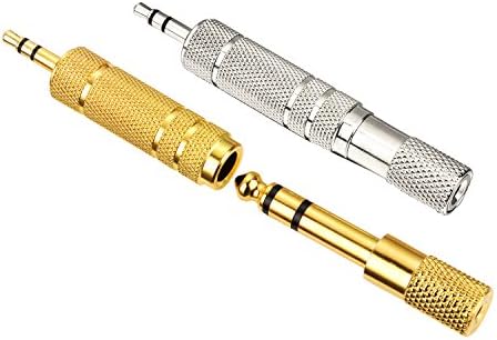 4 Pieces Headphone Adapter 6.35 mm (1/4 Inch) Male to 3.5 mm Female and Audio Stereo Plug 3.5 mm Male to 6.35 mm (1/4 Inch) Female
