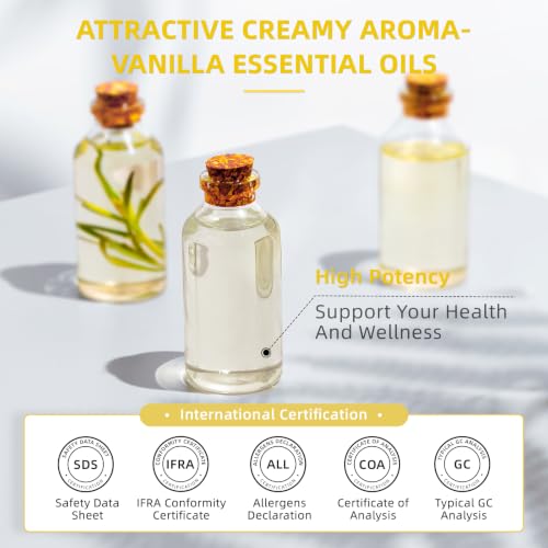 Image of HIQILI Vanilla Essential Oil Bulk, Strong Scent for Candle Soap Making | Fragrance for Diffuser, Perfume, SPA, Making Spray, Skin Care, Add to Shampoo, Body Lotion - 1000 mL / 32 fl oz