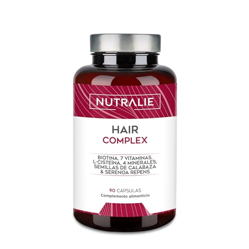 Vitaminas para o cabelo biotina zinco selénio - [prémio 2022] cabelo mulher homem - Hair Complex com L-Cisteina - 90 cápsulas vegetais Nutralie