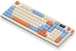 Clavier de jeu de membrane semi-mécanique filaire 98 Clés QWERTY Clavier de membrane silencieux, mode lumière multifonctionnel & Bouton de réglage du volume, RGB Allumé, ergonomique, ABS Casquette, USB, Conception compacte