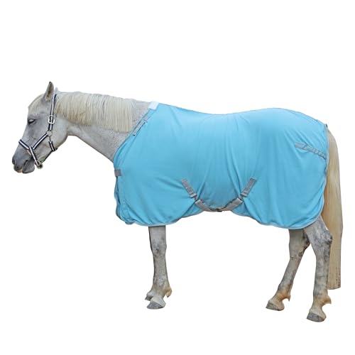 Couverture polaire cheval 2.1m Leberna tapis bleu clair