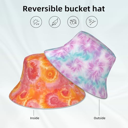 Image of Bucket Hat Double-Side-Wear Reversible Sun Hat Beach Travel Hiking for Women Men