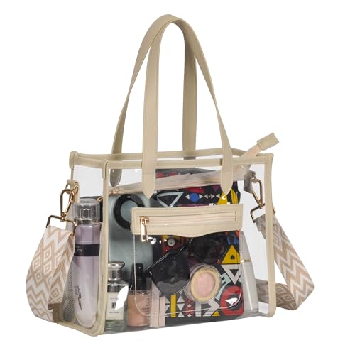 Clear Tote Bag for Women Thick PVC Clear Bag Transparent Stadium Bag with Guitar Strap