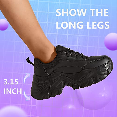Image of K KIP WOK Chunky Sneakers for Women Fashion Platform White Leather Casual Dad Shoes Comfortable Wedge Walking Sport Sneakers