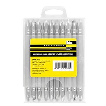 Eda Profissional Pontas Duplas Phillips Ph2 110 Mm Cromo Vanádio Jogo Com 10 Peças Eda