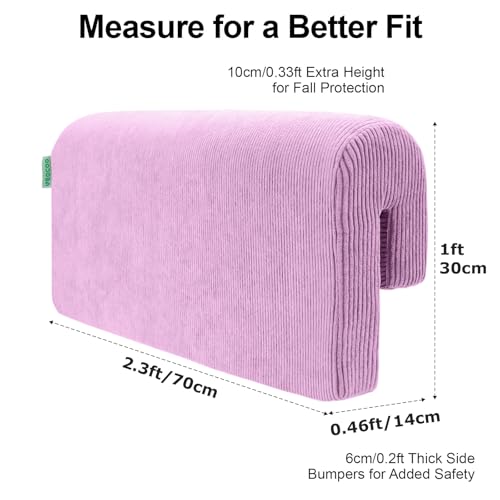 Image of AEOCOO Bed Bumpers for Toddlers, Size 2.3 Ft, Toddler Bed Rail Bumper Protector for Loft Beds & Bunk Beds, Bed Rail Height Extender Bed Guardrail, Anti-Bump | Fall Prevention, Purple