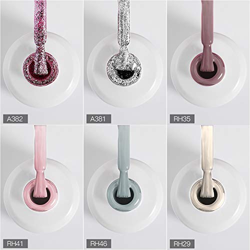 ROSALIND Gellack UV 15ml Set anfänger Gel Nagellack Rosa Glitzer Farben Pastell Hellgrau Kit Soak Off Gel Polish French… – Bild 5