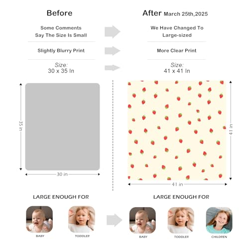 Image of Ultra Soft 6-Layer Muslin 100% Cotton Baby Blanket 41 inchx41 inch Breathable Lightweight Strawberry Swaddle Blankets for Baby Toddlers Birthday Gifts All Seasons