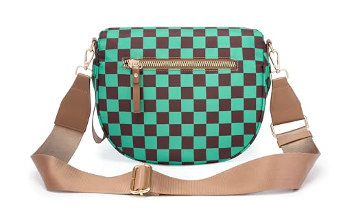 Image of FEIBOON Spacious Checkered Nylon Crossbody Bag Bum Bag Handbags Wallets for Women