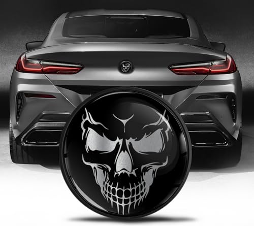 Price comparison product image Biomar Labs Compatible with BMW Emblem 51148219237 Trunk Tuning Badge 74mm Skull Silver Black EZ 15