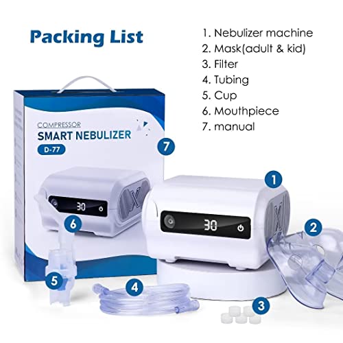 Uux Smart Digital Display Nebulizer Machine For Adults And Kids, Compression Nebulizer For Breathing Treatment, Jet Nebulizer With Timing Function For Home #TOP7