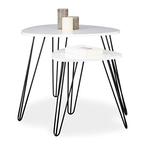 Relaxdays Tables d'appoint blanches Cover