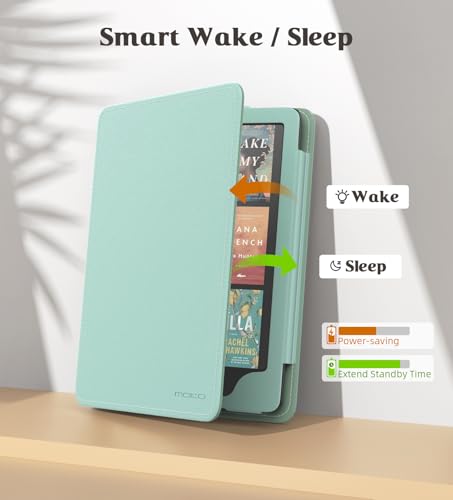 Image of MoKo Case for 7 inch /6.8 inch Kindle Paperwhite(12th /11th Generation-2024 /2021) and Kindle Paperwhite Signature Edition, Slim PU Shell Cover Case with Auto-Wake /Sleep for Kindle Paperwhite 2024, Agave Green