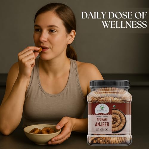 Image of Earthy Eats Premium Afghani Anjeer | Soft Juicy Dried Figs Dry Fruit | No Added Sugar, Rich Source Of Fiber | Low in Fat Healthy Snack Jar Pack Of 1 | Perfect for Gifting (1 KG)