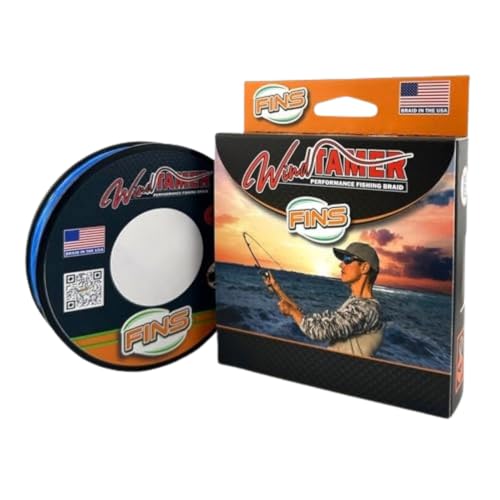 FINS Windtamer Fishing Line 4-Strand Braid, Blue, 200 lb, 1500 yds