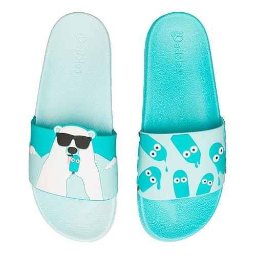 Dedoles Ciabatte & Pantofole Donna Uomo & Bambini Sandali per Spiaggia e Piscina con tanti Design Patatine Fiori Volpe Lama Nuvole Ketchup Regalo, Colore: Orso e ghiaccioli, Tamaño: 41 EU