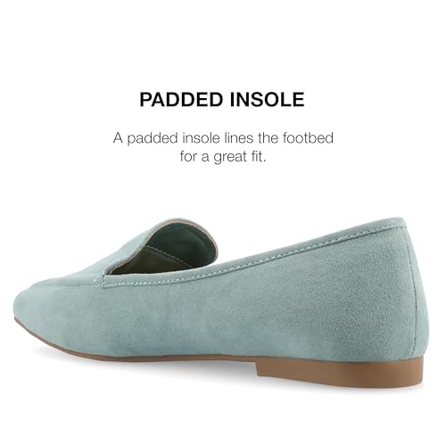 Image of Journee Womens Suede Loafer Flat Square Toe Noticed Topline Padded Block Heel - Tullie Casual Dress Shoe