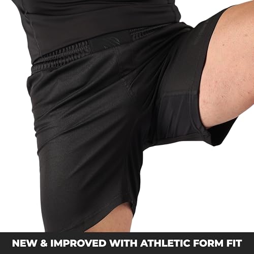 Sanabul Shorts de MMA essenciais para homens boxe No Gi Jiu Jitsu Grappling BJJ Shorts, Preto, 46