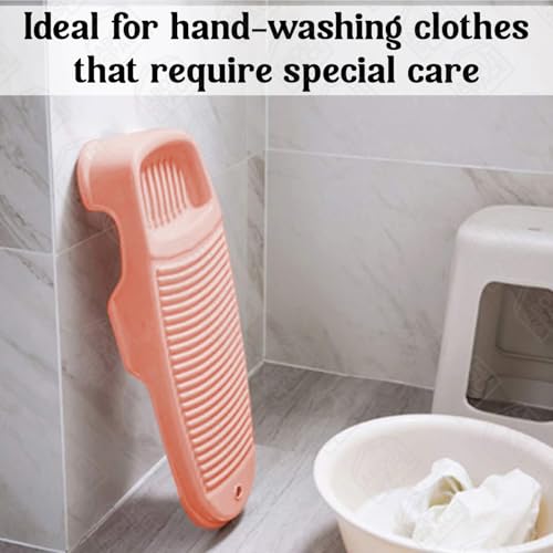 Image of ABOUT SPACE Cloth Washing Board - Non-Slip Handwash Board for Clothes - Cloth Washboard for Infant /Kid Clothes Shirts Hand Towels Undergarment Wash for Home - (Peach - L 43 x B 21 x H 7 cm)