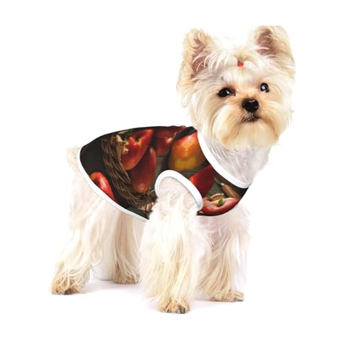 Red Fruit In A Basket Chemise pour chien Vêtements pour animaux de compagnie T-shirt sans manches en coton doux et respirant pour petit animal de compagnie
