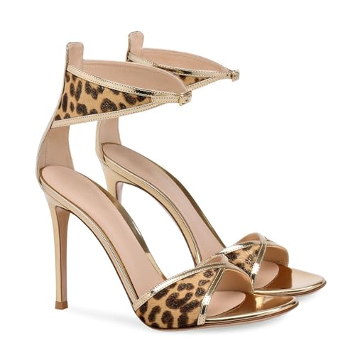 Leopard Stiletto High Heels for Women Open Toe Ankle Strap Heeled Sandals Party Wedding Prom Sandals Shoes2
