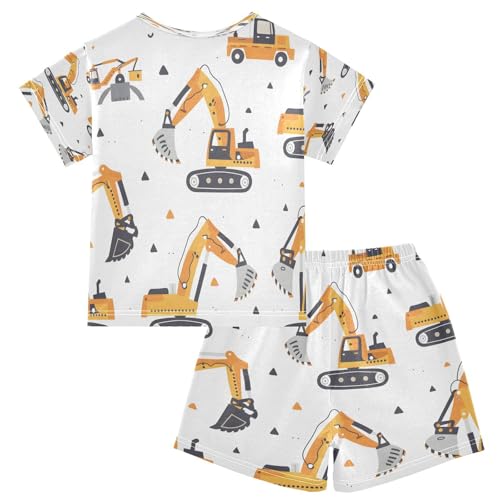 senya Short Sleeve Pajamas Sets Summer Cotton Sleepwear Yellow Excavating Machinery2