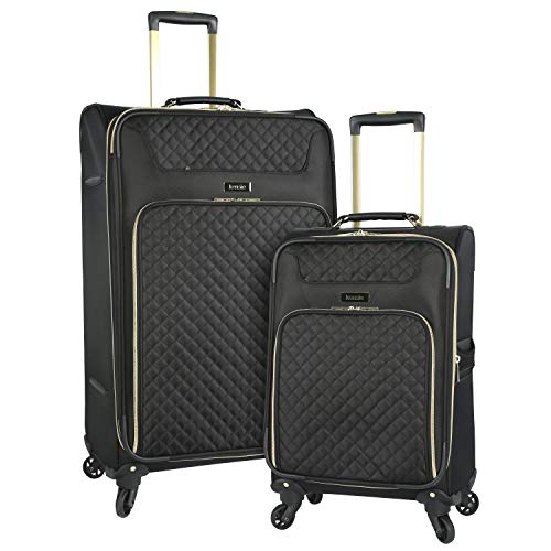 kensie 2 Piece Twill Luggage Set, Black with Gold Color Option